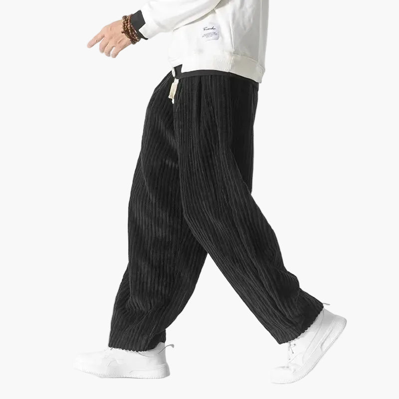 Loose men's trousers casual ribbed style for leisure or relaxation