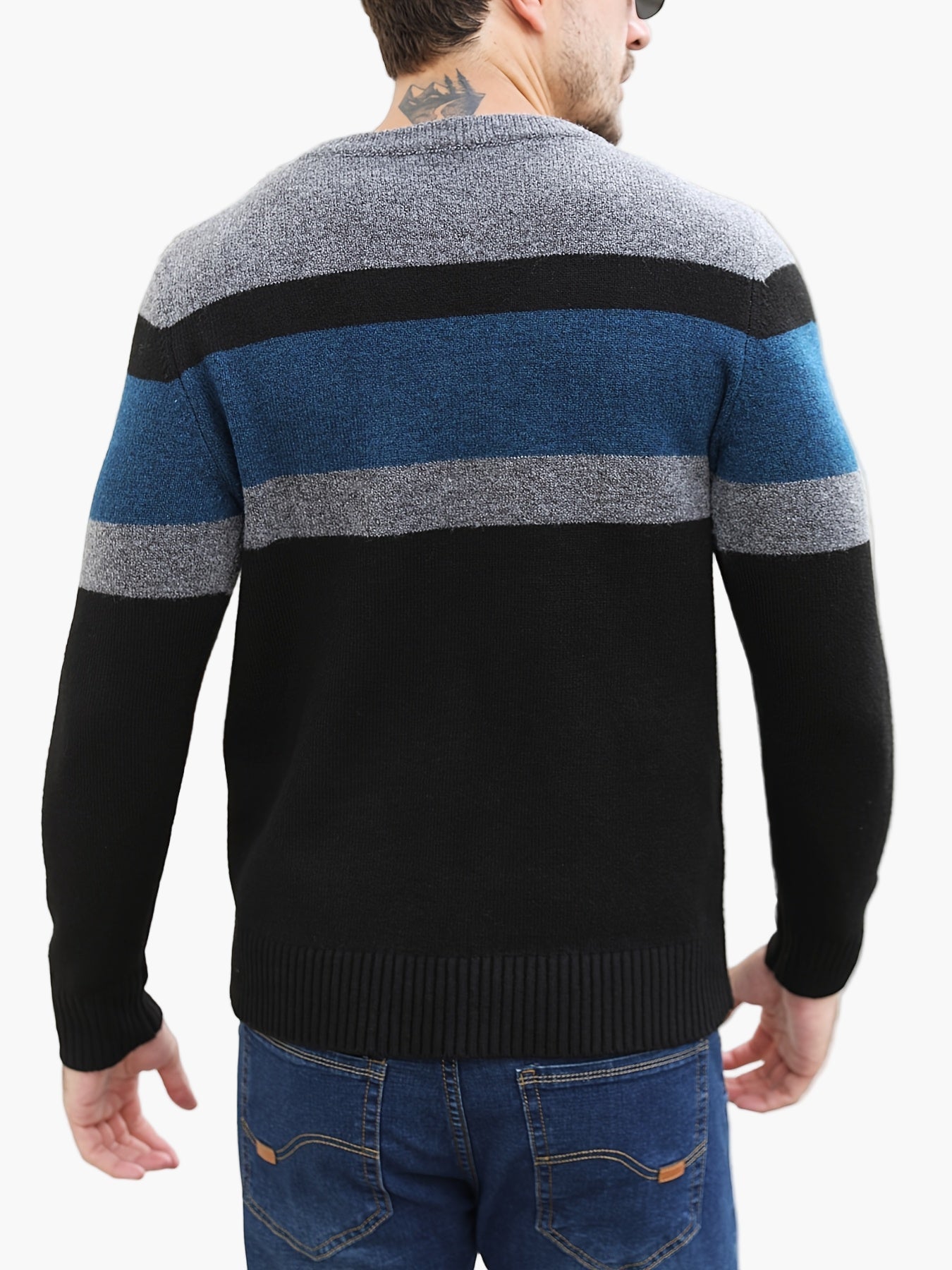 Pull à Rayures Style Décontracté pour Homme - Idéal Automne Hiver