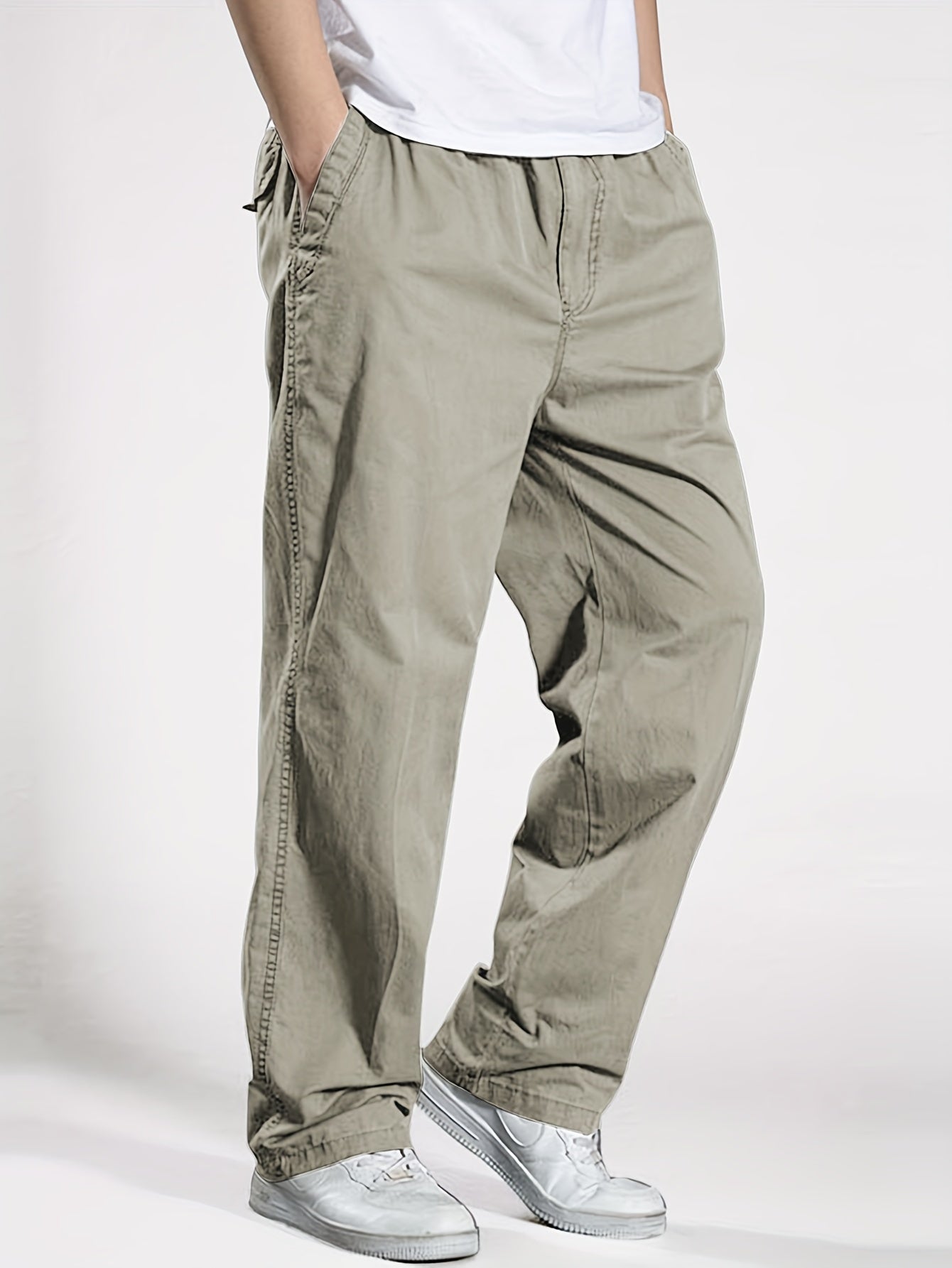 Pantalón casual para hombre con cintura elástica, corte holgado, ideal para ocio y descanso