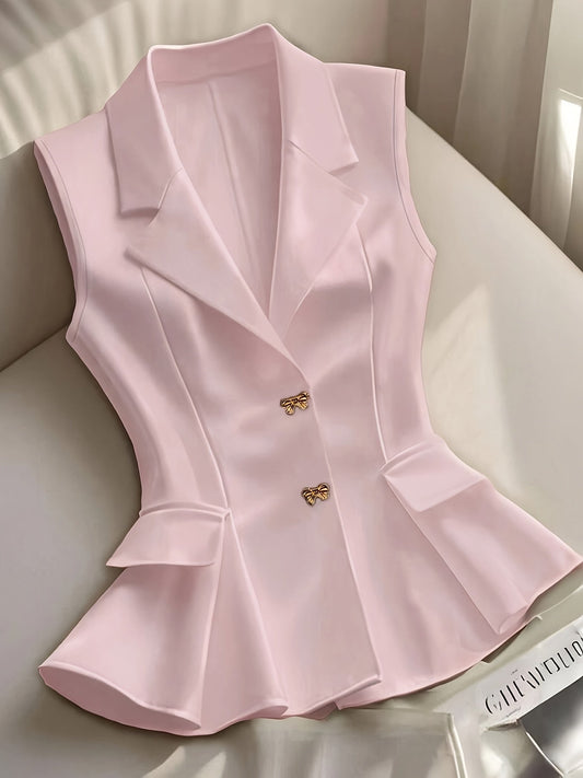 Elegant damevestblazer uden ærmer i skræddersyet stil til forår og sommer