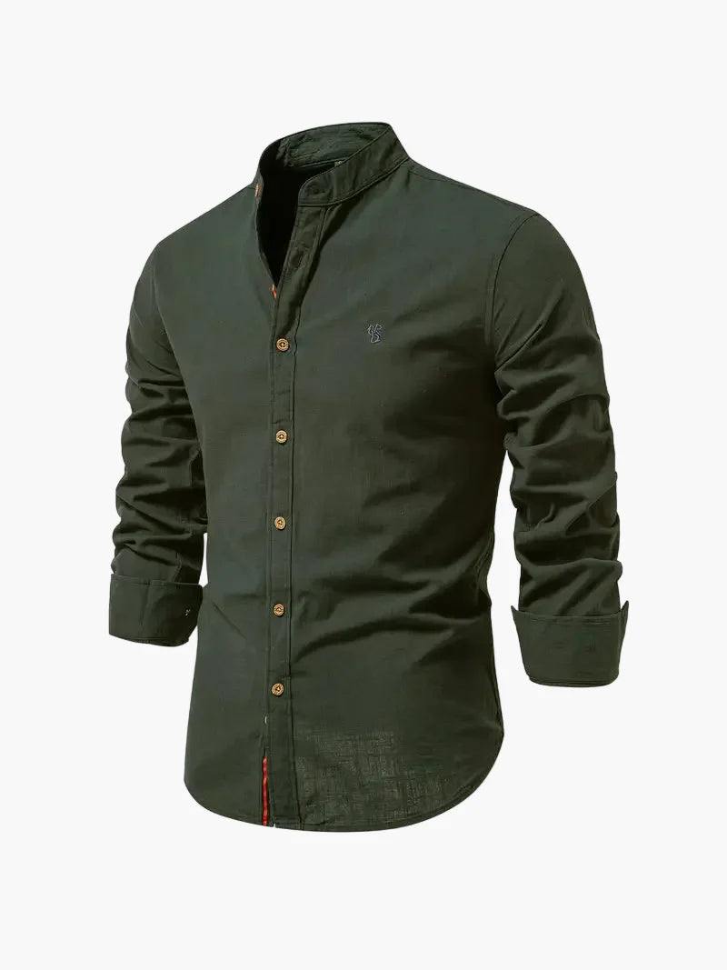 Chemise homme col mao manches longues élégante style casual business