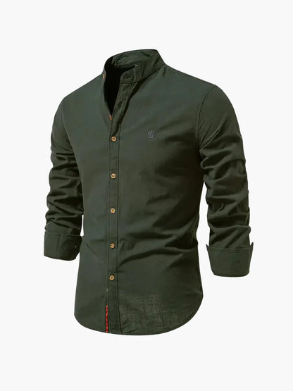 Chemise homme col mao manches longues élégante style casual business