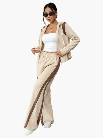 Ensemble de survêtement femme style décontracté avec veste à capuche et pantalon ample