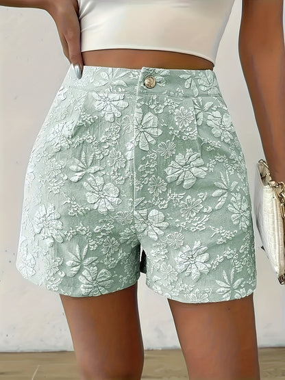 Short elegante para mujer, talle alto, bordado, estilo chic para el verano