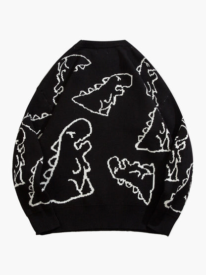Pull-over décontracté motif dinosaure pour homme adolescent – style streetwear tendance