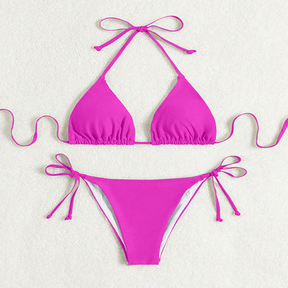 Vanessa – Maillot de bain bikini à nouer en couleur unie