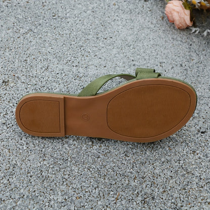 Sandalias planas elegantes para mujer con lazo para verano, estilo casual chic