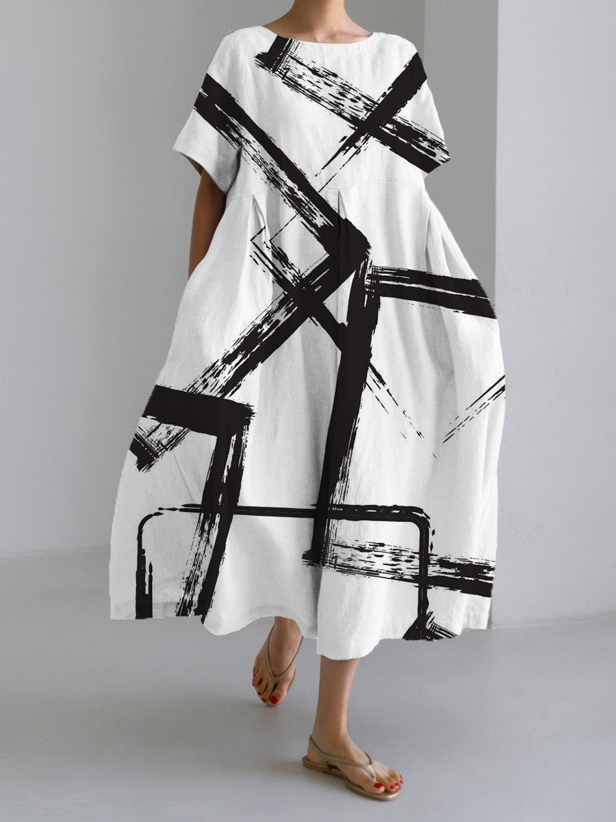 Robe longue décontractée femme style artistique bohème à motif floral – idéale été, vacances, ville
