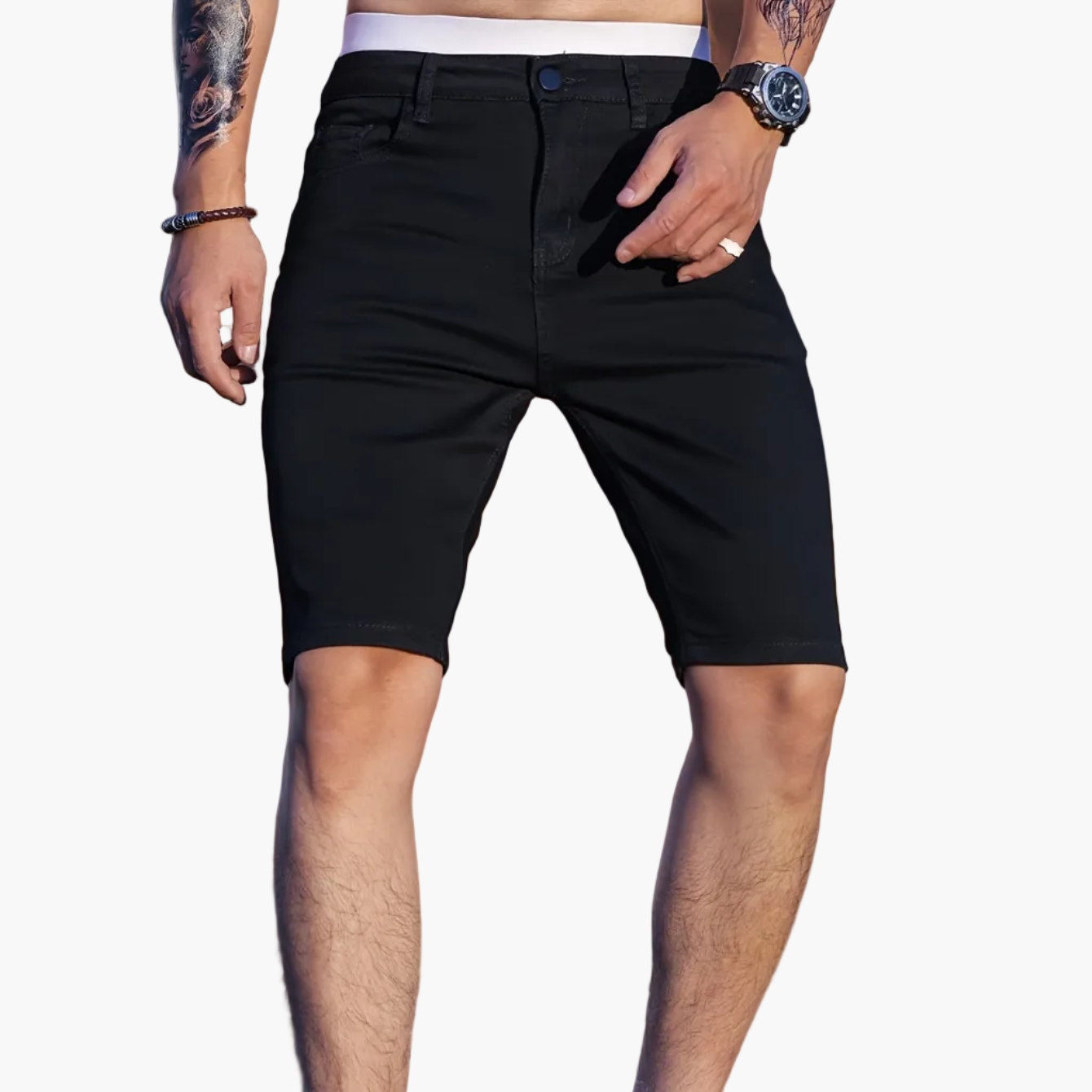 Short en jean décontracté pour homme, style skinny, idéal pour l'été et les loisirs