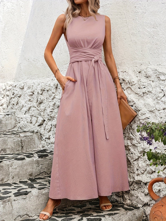 Combinaison élégante sans manches femme style décontracté pour été et sorties