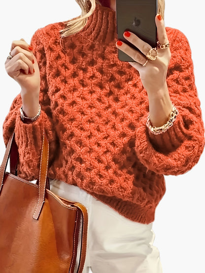 Pull femme style décontracté à col montant pour l'automne et l'hiver