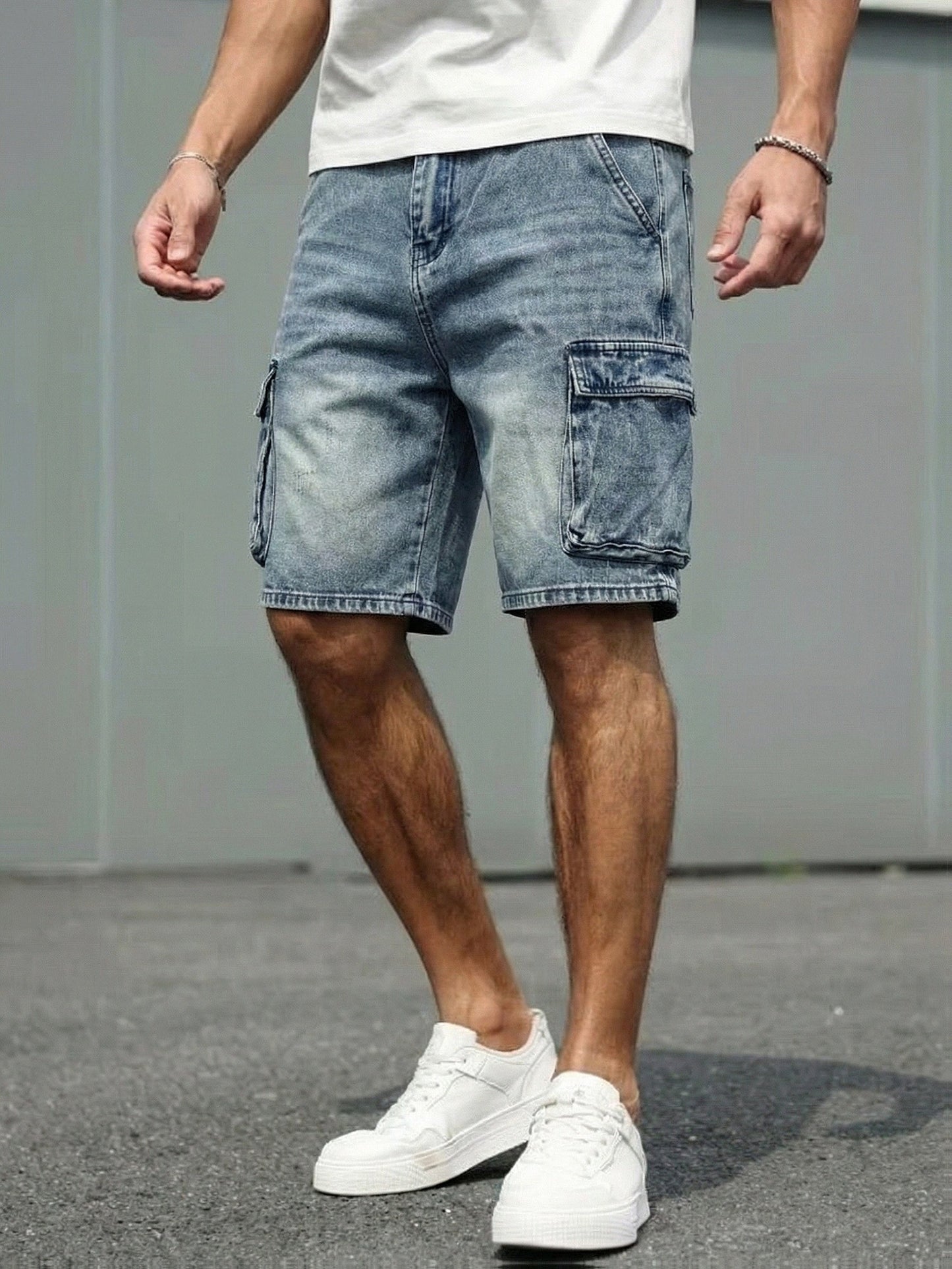 Short cargo décontracté pour homme style basique avec poches latérales
