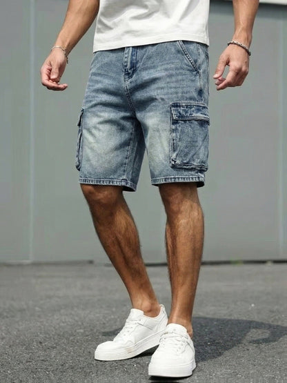 Short cargo décontracté pour homme style basique avec poches latérales