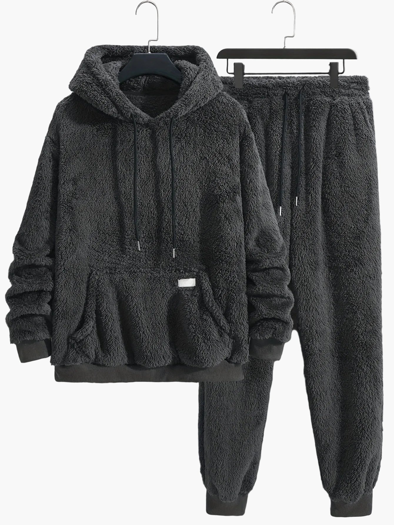 Ensemble décontracté homme sweat à capuche et pantalon style peluche pour l'automne et l'hiver