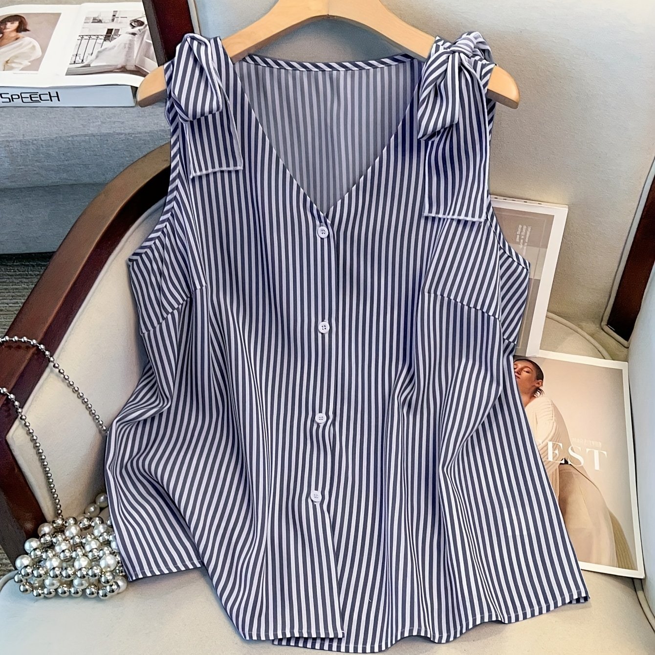 Débardeur femme grande taille à rayures style élégant pour le quotidien et bureau