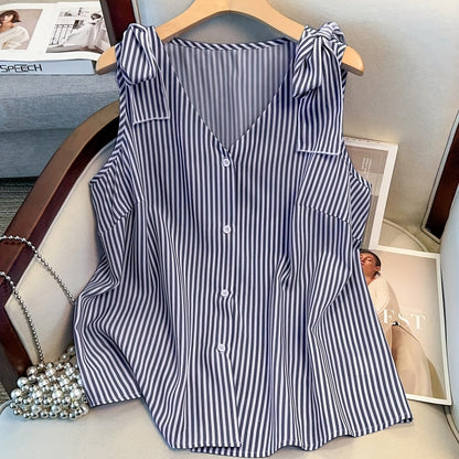 Débardeur femme grande taille à rayures style élégant pour le quotidien et bureau
