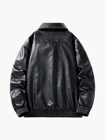 Blouson style bomber décontracté pour homme, coupe ample, fermeture zippée, col à revers