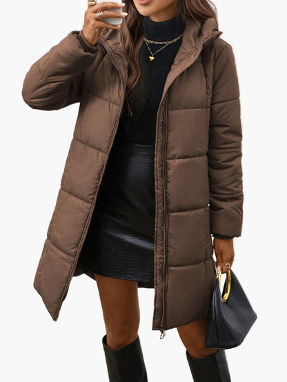Manteau doudoune mi-longue femme style urbain pour l'hiver