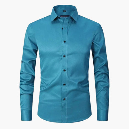Camisa Ajustada para Hombre Elegante de Negocios y Casual – Mangas Largas, Estilo Moderno