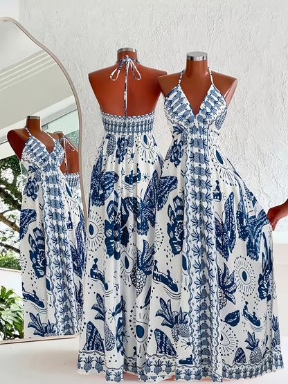 Abito lungo donna schiena scoperta stile bohémien chic per vacanze