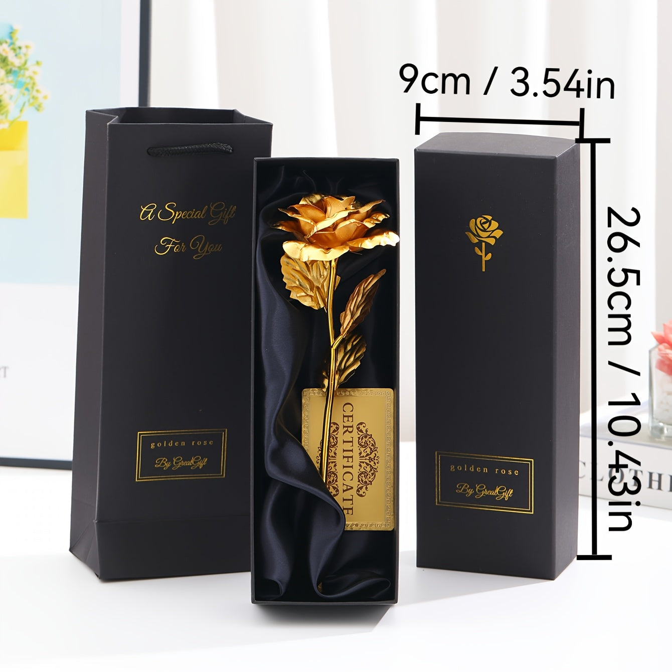Rosa decorativa in confezione regalo – Idea regalo romantica per donna – Oggetto d’ornamento elegante