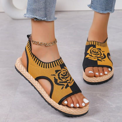 Dames casual sandalen met bloemenpatroon voor de zomer, bohemien chique stijl, dagelijks comfort