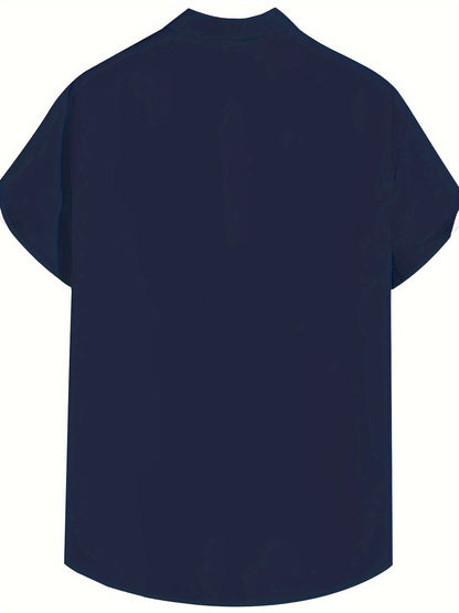 Chemise décontractée homme style bowling à rayures verticales manches courtes