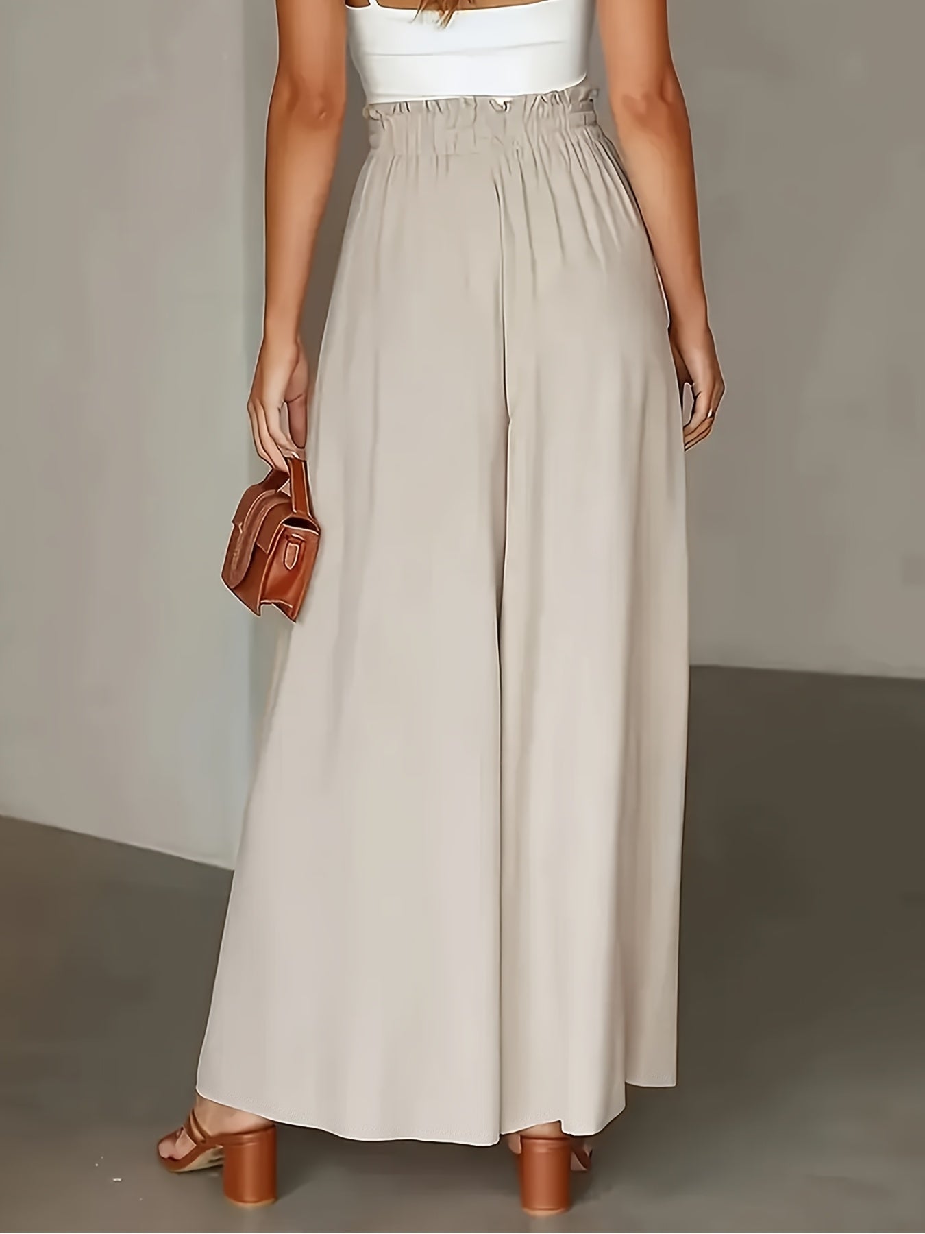 Pantaloni Palazzo Larghi Donna Stile Elegante Vita Alta con Cintura, Moda Casual e Sofisticata