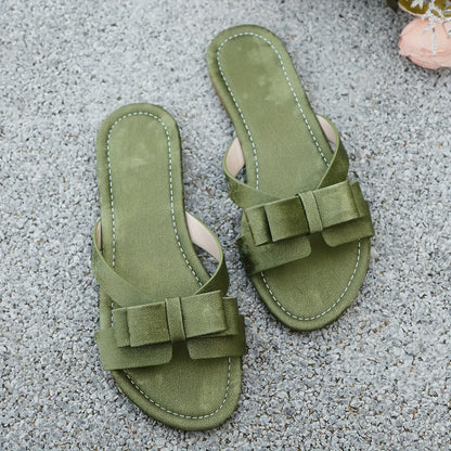 Sandalias planas elegantes para mujer con lazo para verano, estilo casual chic