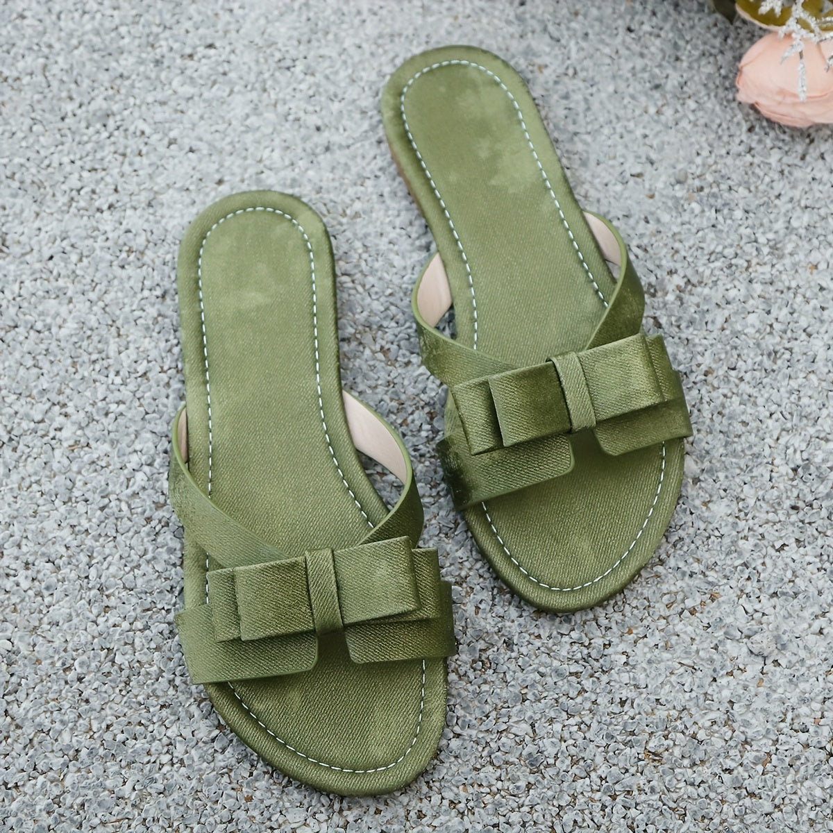 Sandalias planas elegantes para mujer con lazo para verano, estilo casual chic