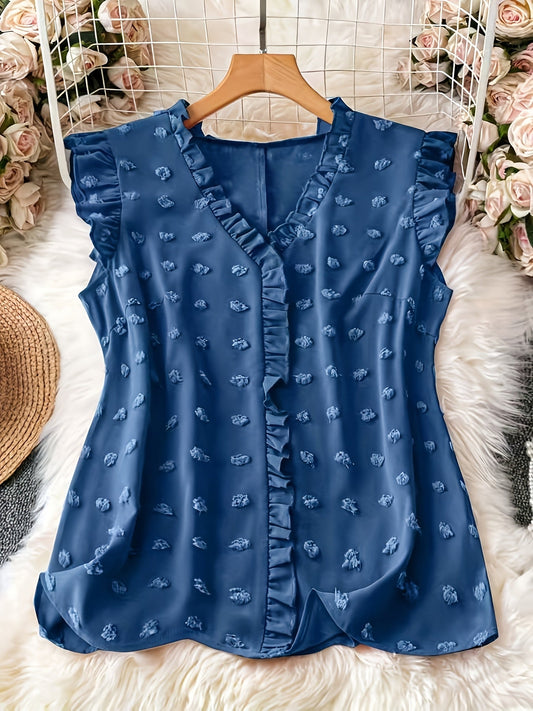 Blusa donna elegante con volant stile casual chic per tutti i giorni