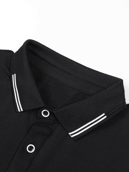 Polo décontracté pour homme à col boutonné style urbain