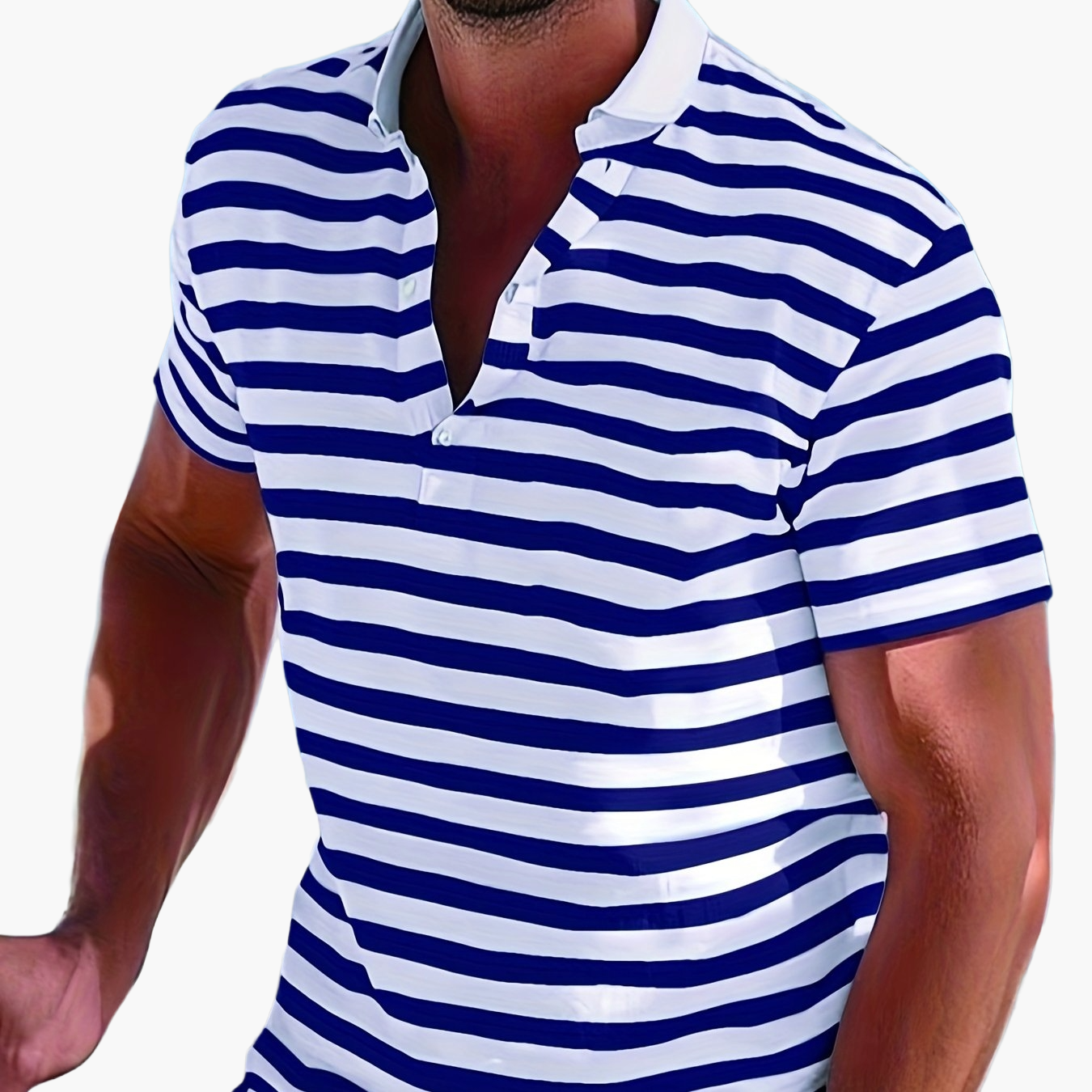 Polo marin à rayures homme style casual pour l'été