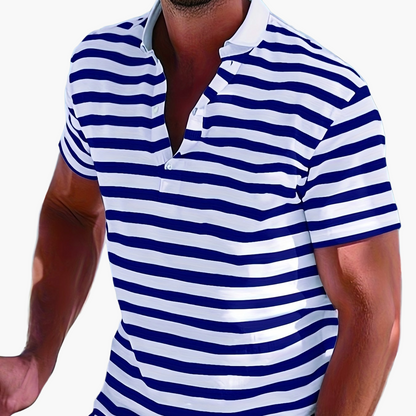 Polo marin à rayures homme style casual pour l'été