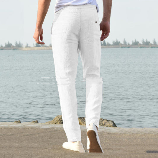 Pantalon décontracté homme à taille élastique style bord de mer