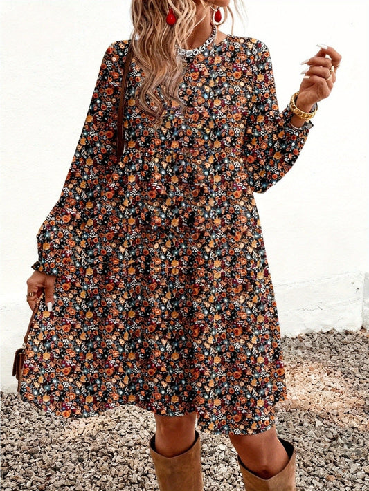 Robe Femme Chic à Motifs Floraux, Style Bohème Élégant, Idéale Printemps Été