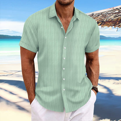 Dennis – Chemise décontractée à rayures en coton et lin
