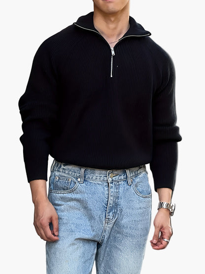Pull homme casual à col zippé style moderne pour automne/hiver