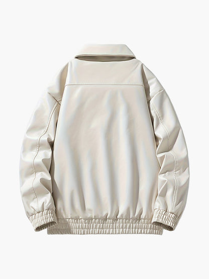 Blouson style bomber décontracté pour homme, coupe ample, fermeture zippée, col à revers