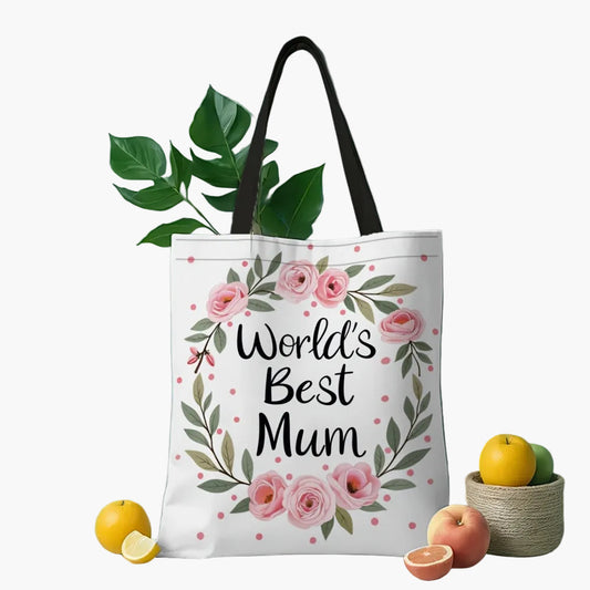 Bolso tote para mujer estilo floral regalo Día de la Madre "La Mejor Mamá del Mundo"