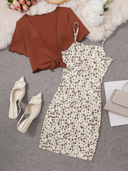 Elegante bloemenjurk met gestrikte bolero voor dames, chique lente- en zomeroutfit