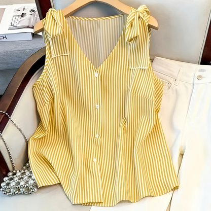Débardeur femme grande taille à rayures style élégant pour le quotidien et bureau