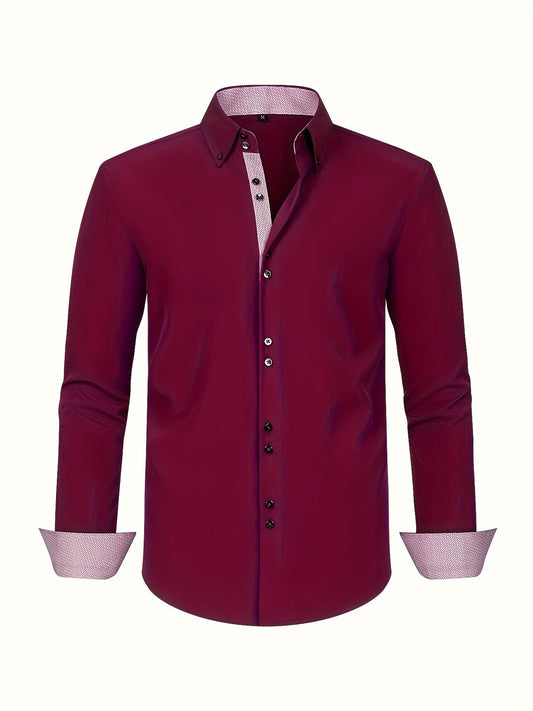 Elegant men's long-sleeve shirt, dress style for office and evening