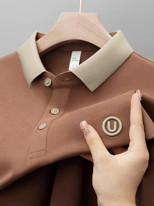 Casual poloshirt voor heren met contrasterende kraag en geborduurd logo – moderne en veelzijdige stijl