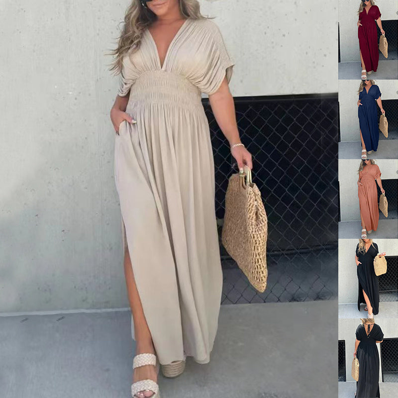 Hayley – Robe d'été avec décolleté en V et fente