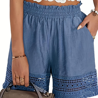Shorts femme style bohème à taille froncée pour l'été, idéal pour les vacances et le quotidien