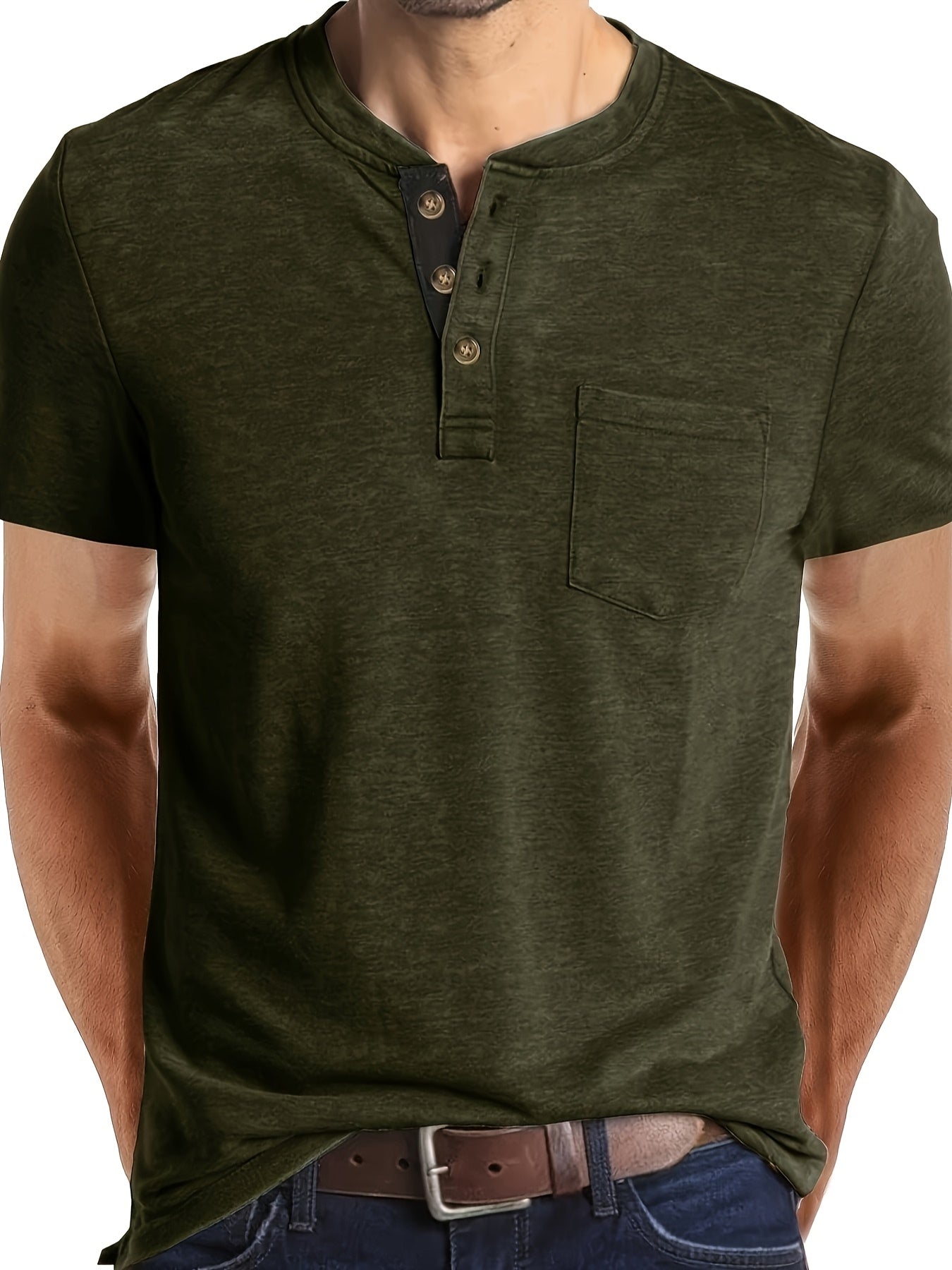 T-shirt à col tunisien décontracté pour homme – Style moderne pour usage quotidien