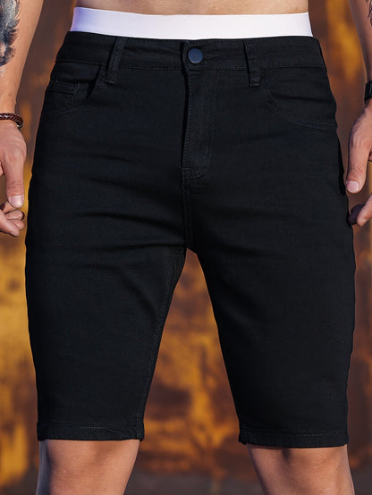 Short en jean décontracté pour homme, style skinny, idéal pour l'été et les loisirs