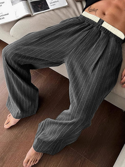 Pantalon ample à rayures pour homme style détente élégance moderne
