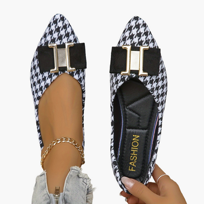Baleriny damskie w modny wzór pepitki, eleganckie i stylowe na co dzień